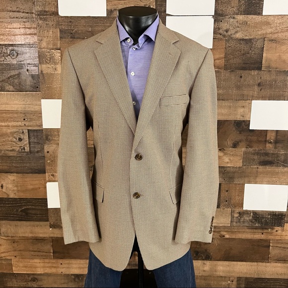 Stafford Blazer Sport Coat Jacket Mens 44Long Classic Fit Houndstooth Poly/Blend - Picture 1 of 11